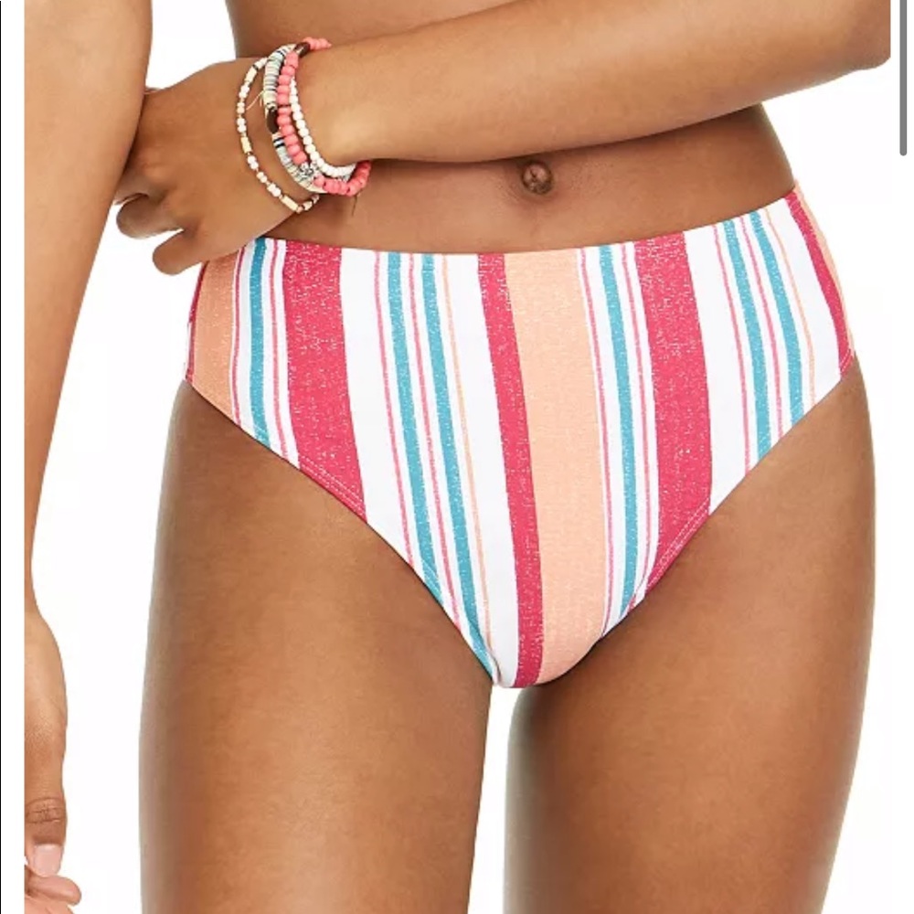 Roxy Juniors' Striped High-Waist Bikini Bottoms